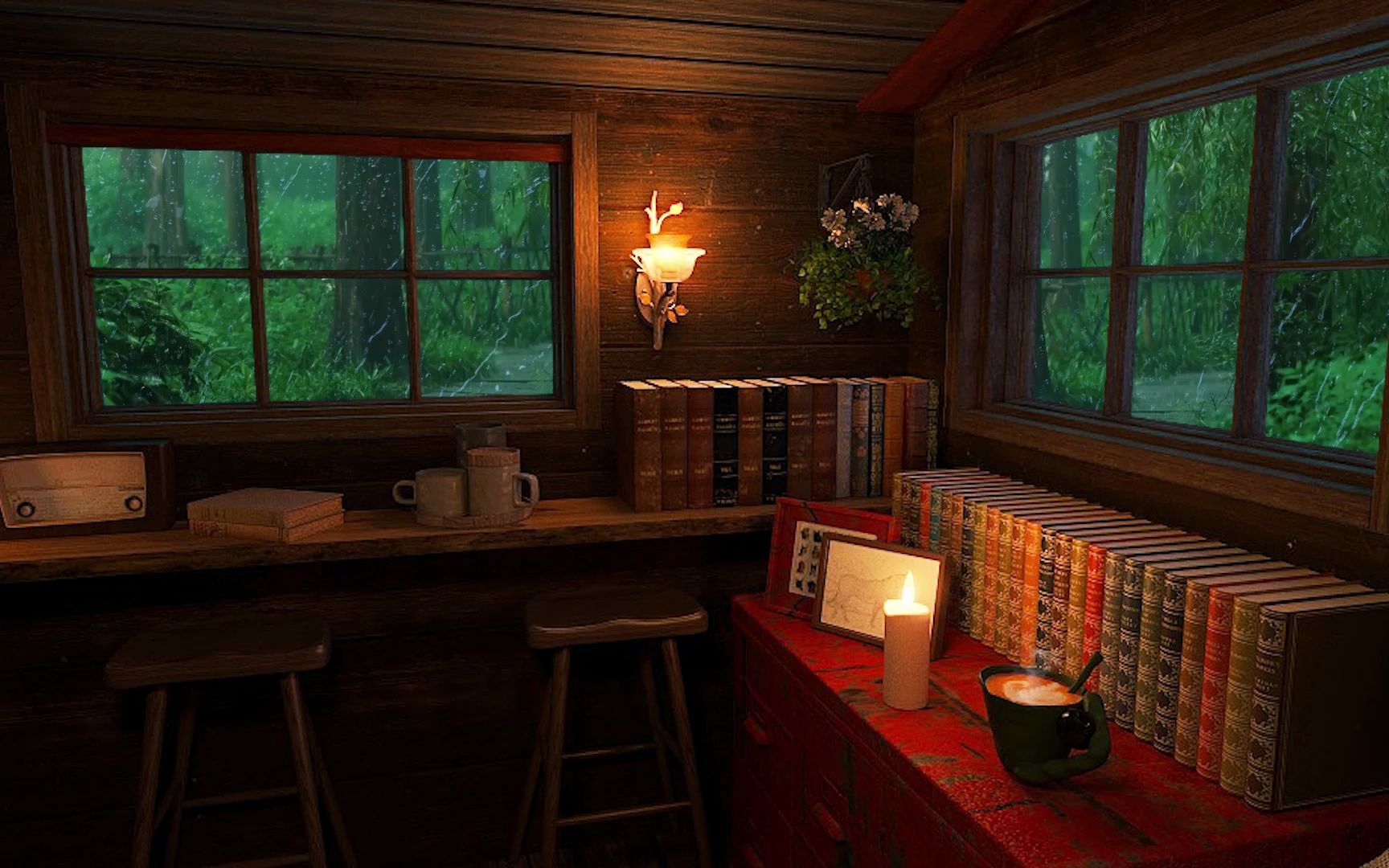 林中小屋氛围丨最适合入睡的雨声频率,雨天在木屋学习,睡觉
