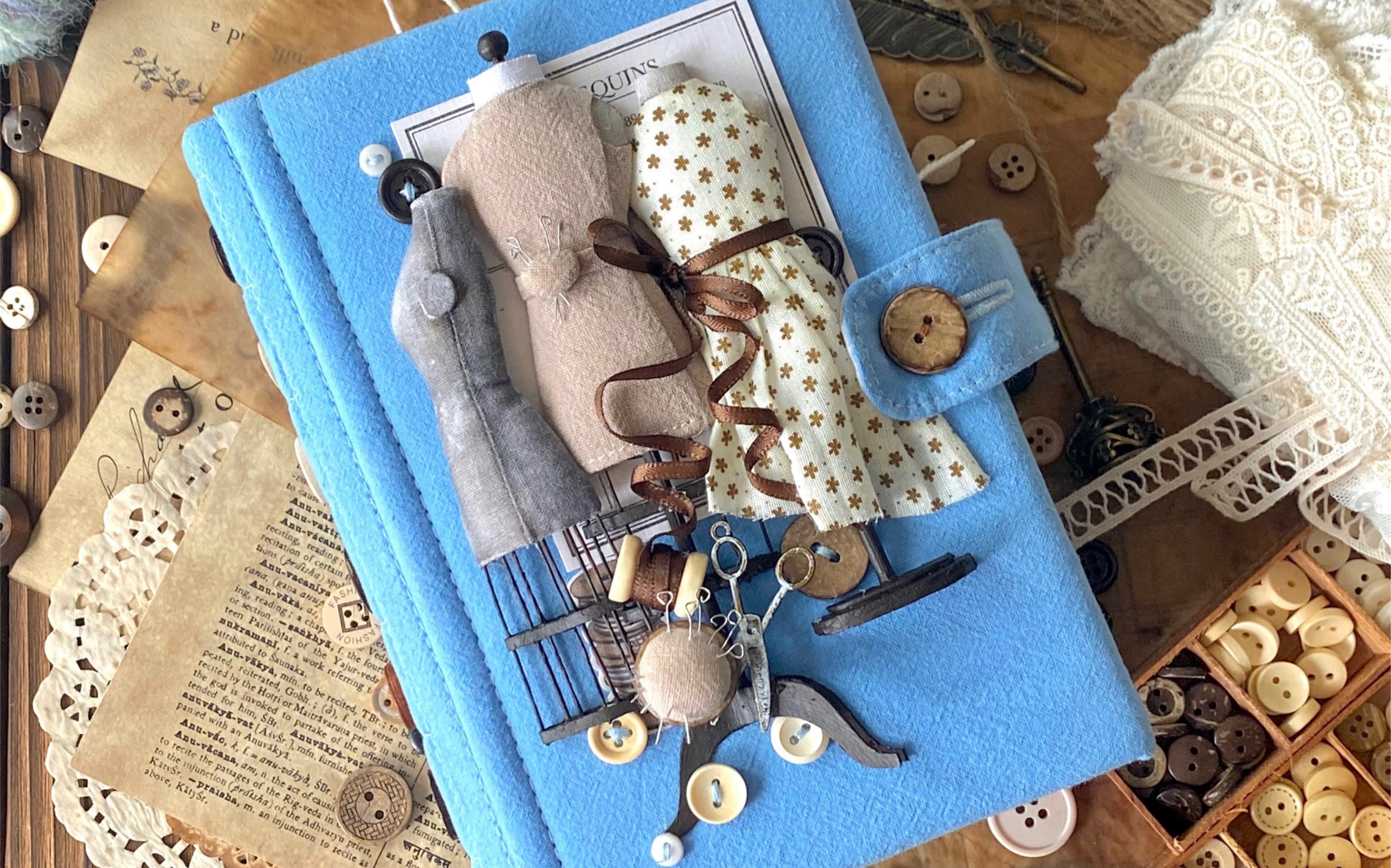 缝纫主题手工收纳本翻翻看 材料包展示