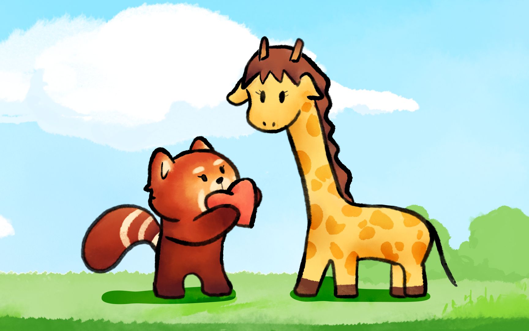 【自制逐帧动画】小熊猫长颈鹿的可爱四季