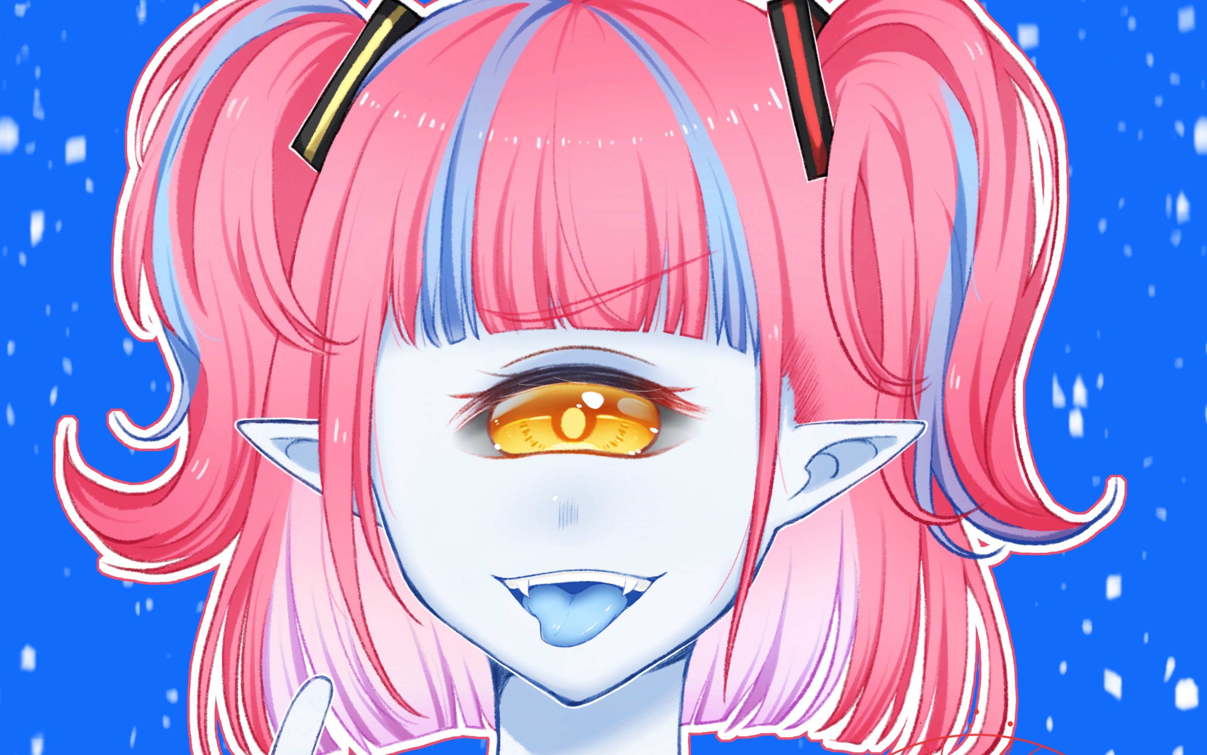 procreate粉毛独眼女孩