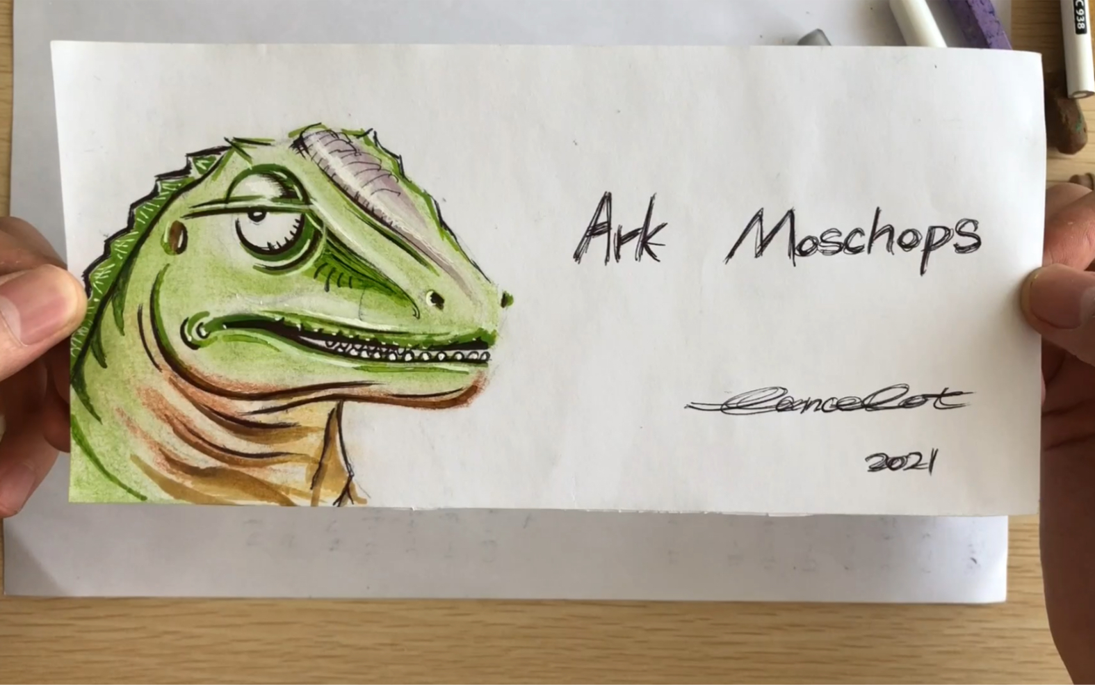 持续更新油画棒方舟生存进化恐龙插画麝足兽