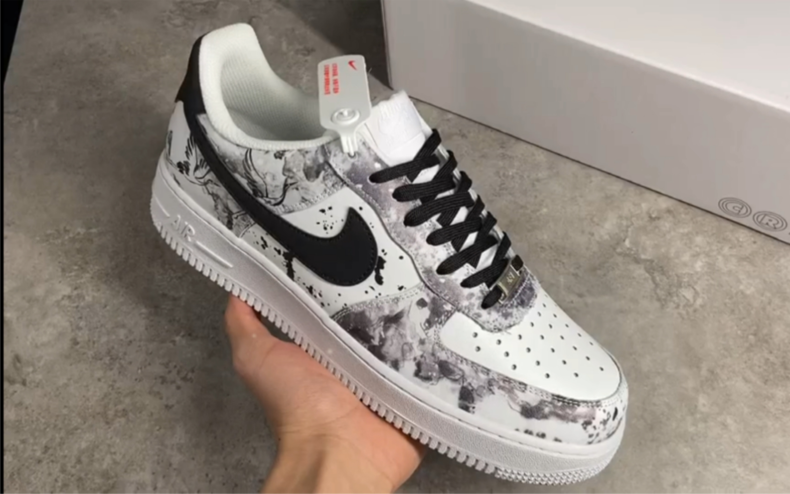 耐克 nike air force 1 low af1 空军一号水墨中国风仙鹤低帮复古鞋