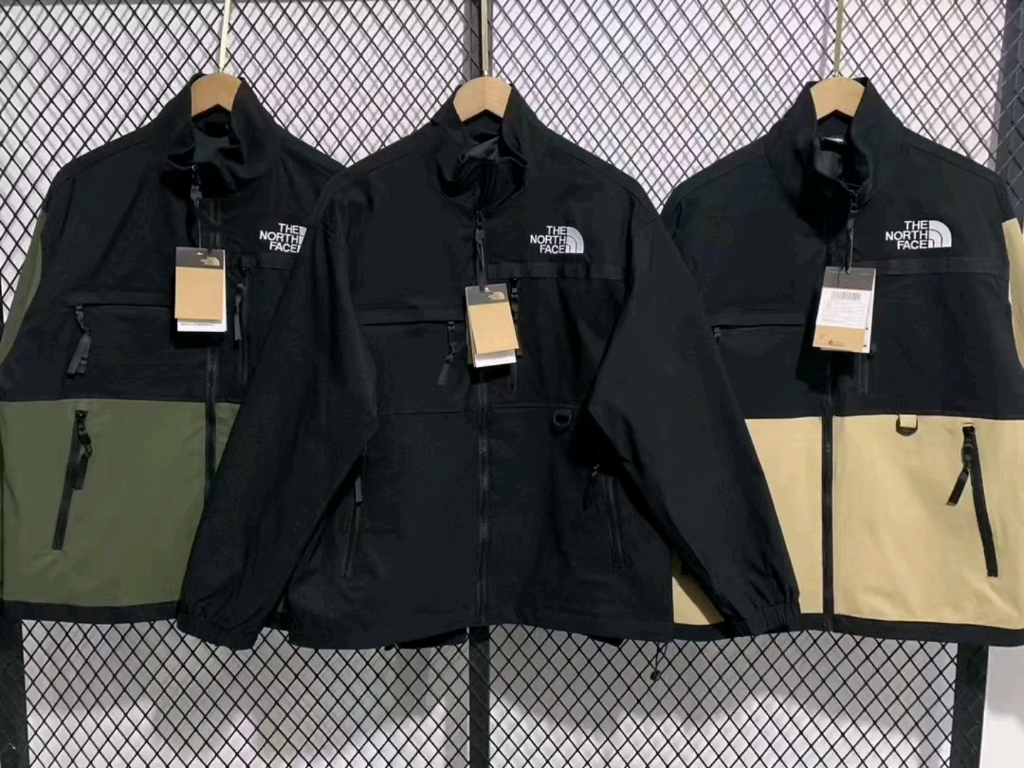 韩版tnf北面刺绣logo多口袋撞色拼接防风防水冲锋衣夹克外套