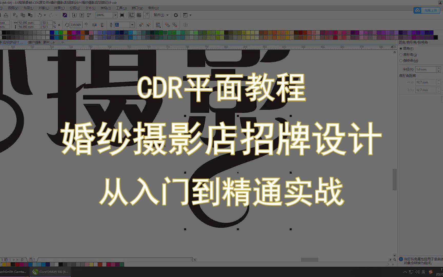 【CDR平面教程】婚纱摄影店招牌设计 从入门到精通实战哔哩哔哩bilibili