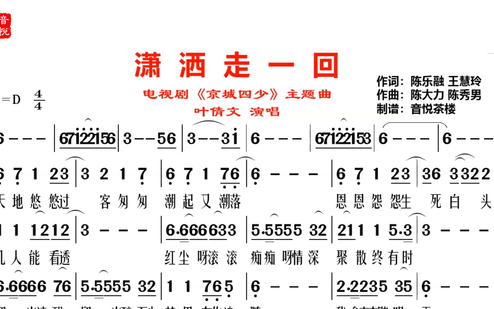 [图]叶倩文《潇洒走一回》怀旧金曲，红尘呀滚滚痴痴呀情深聚散终有时