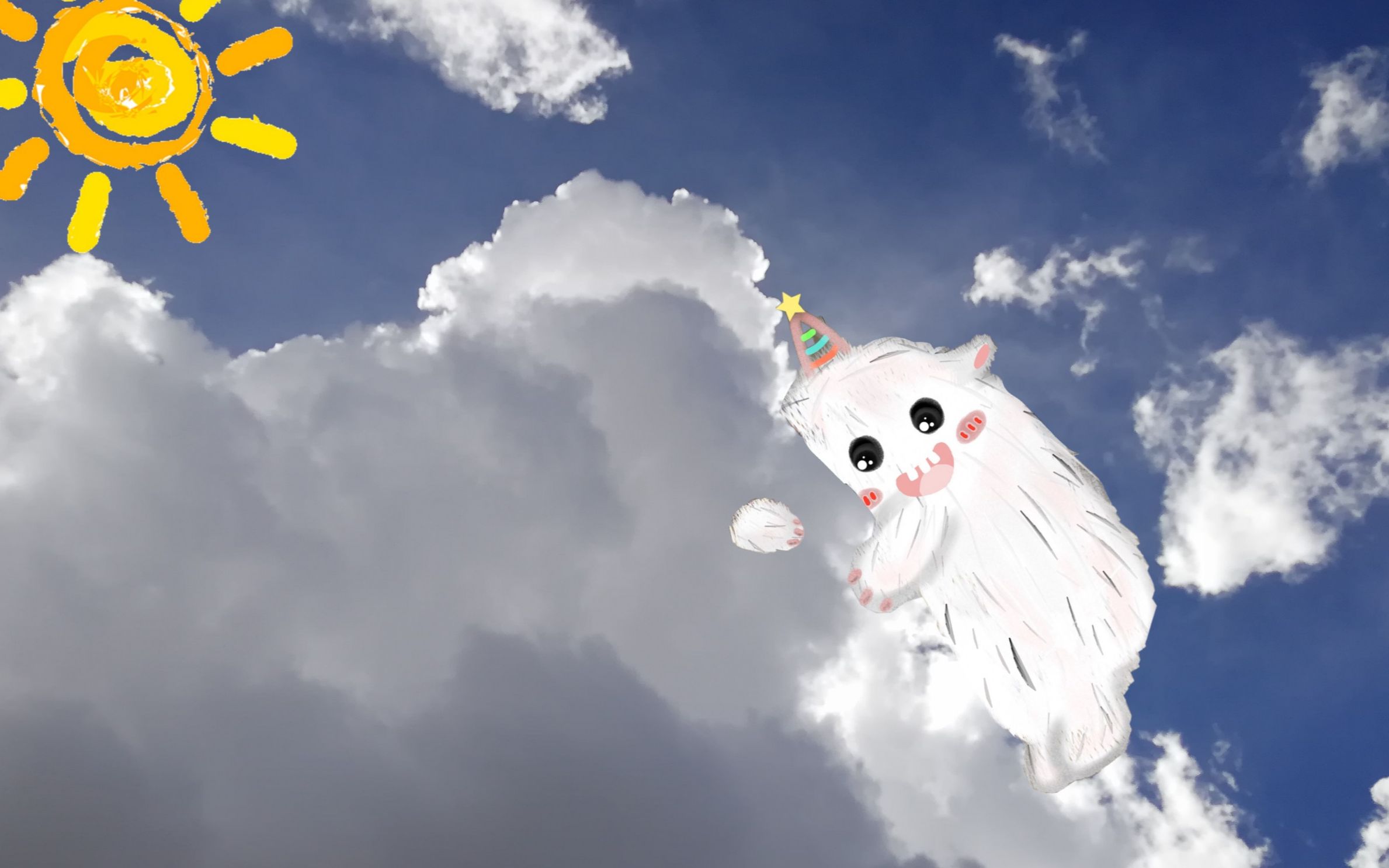 心情好,连带着云朵都开心的冒泡泡