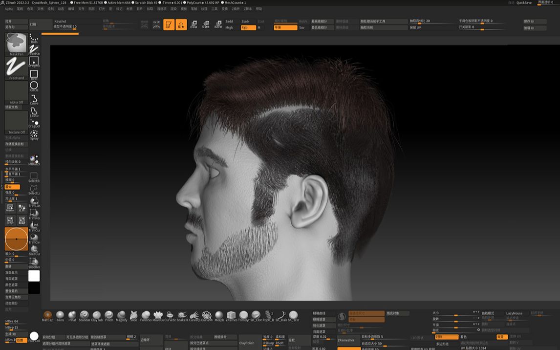 【zbrush】写实毛发制作,用这个笔刷雕出来的头发根根分明,福利分享zb