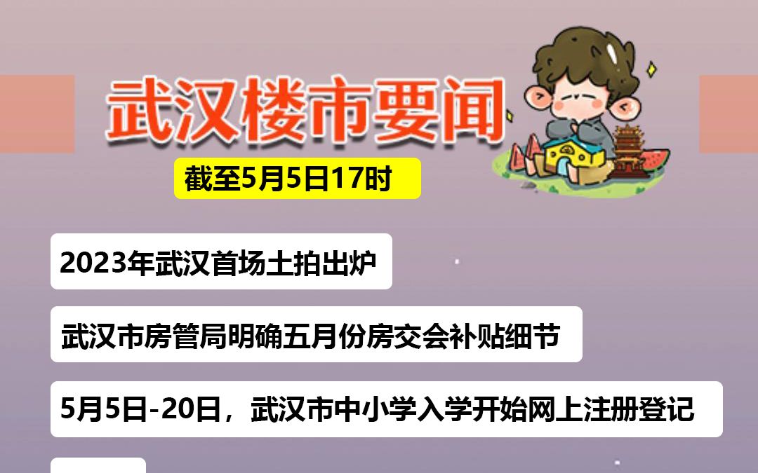 【武汉楼市要问】武汉首场土拍结果出炉;武汉中小学入学网上登记开始;房交会补贴细节明确哔哩哔哩bilibili