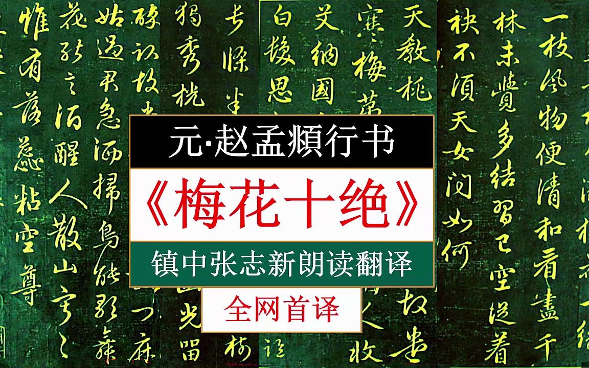 [图]赵孟頫行书《梅花十绝》全文朗读翻译 全网首译 镇中张志新朗读