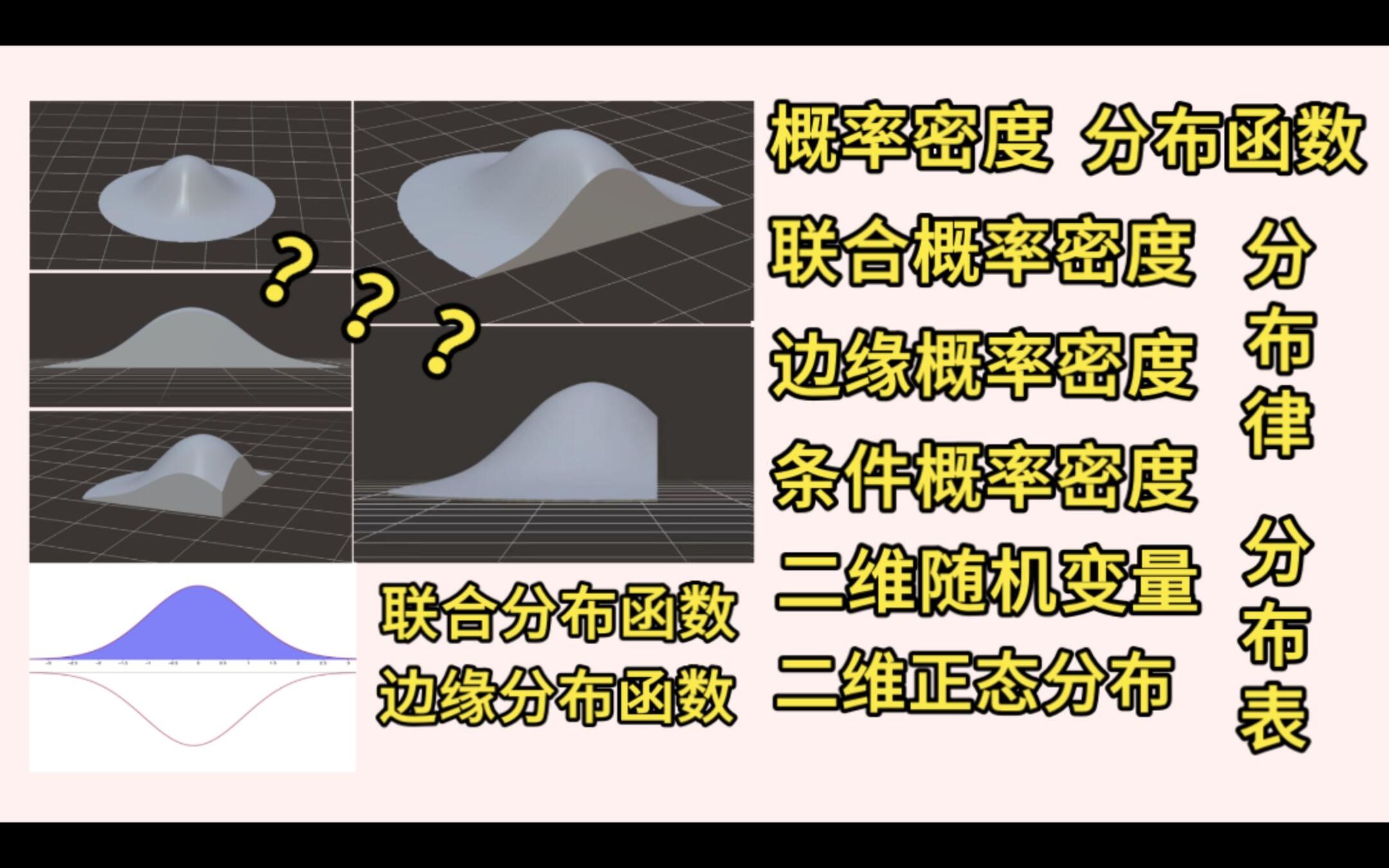 [图]【概率论大串讲】一个视频弄懂全部概念：概率密度、分布函数、分布律、分布表、联合概率密度、联合分布函数、边缘概率密度、边缘分布函数、条件概率密度、条件分布函数