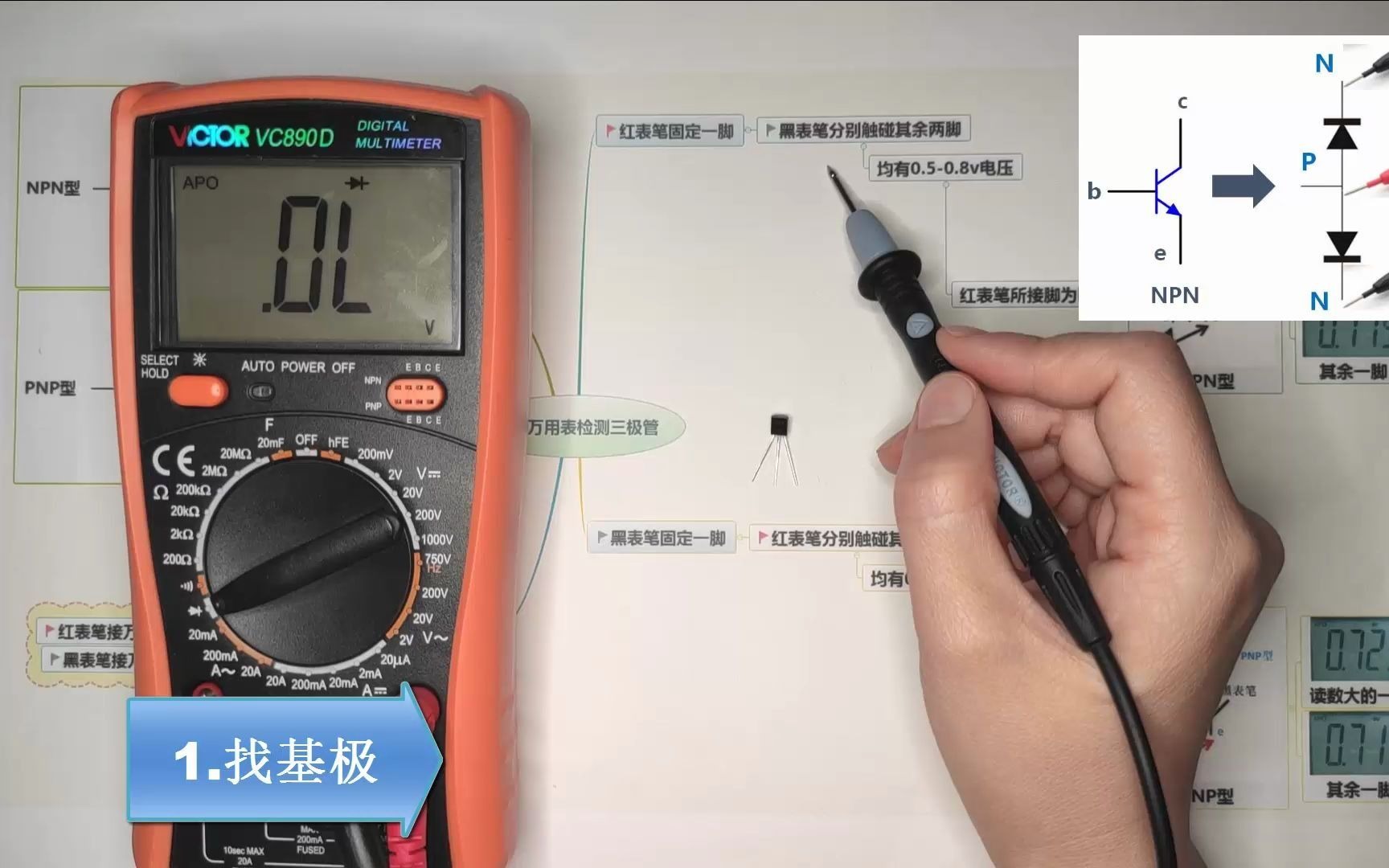 数字万用表检测三极管哔哩哔哩bilibili