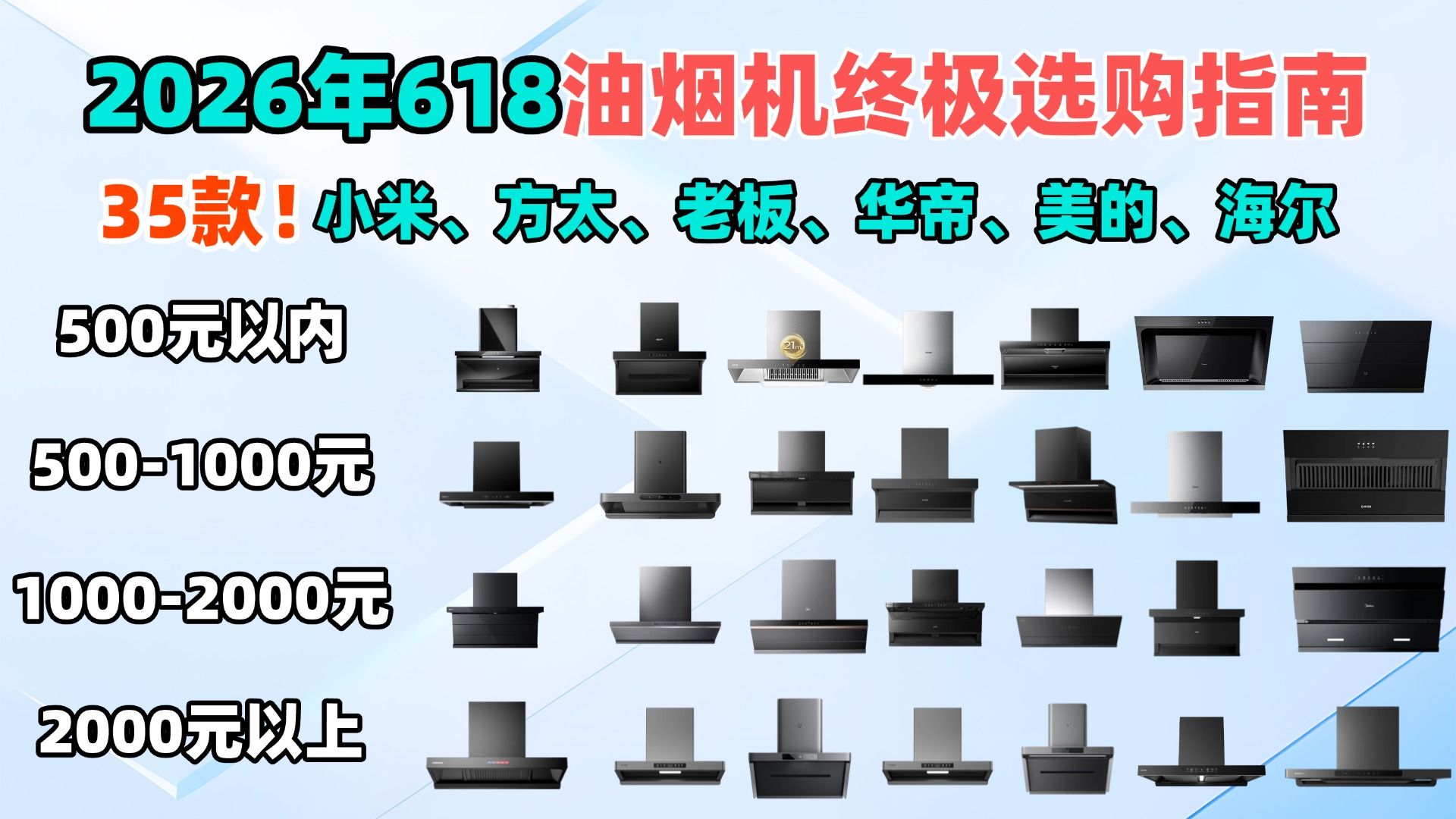 【油烟机推荐】2026年618油烟机终极选购避坑指南:从358元到4000元全价位深度解析,别只看风量!静压、噪音、侧吸顶侧双吸怎么选?小米、方太、老板、华帝、