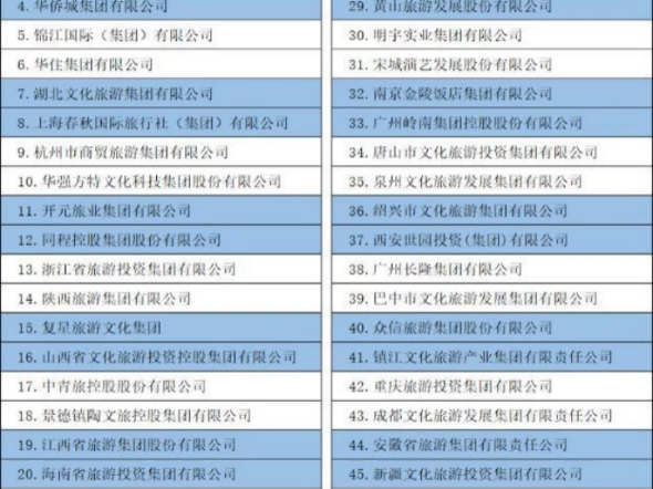 2024年全国旅游企业50强哔哩哔哩bilibili