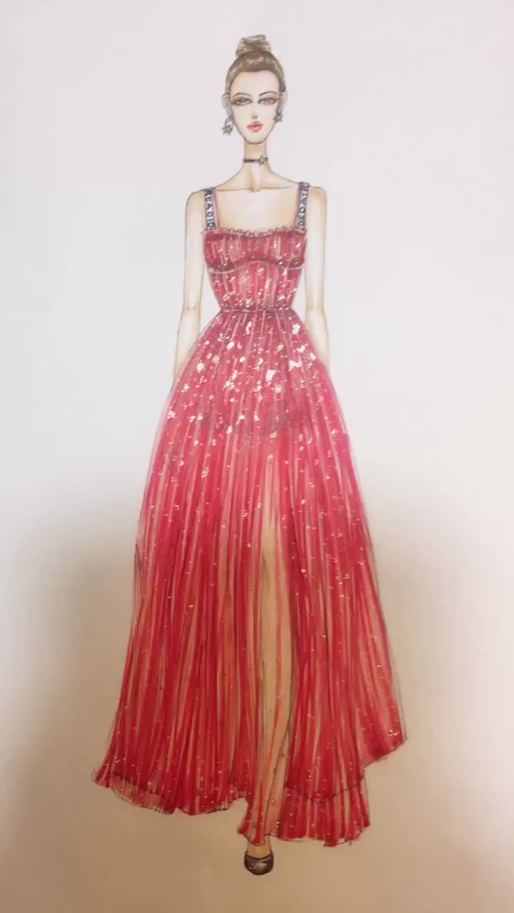 依索思服装设计——迪奥的红色礼服