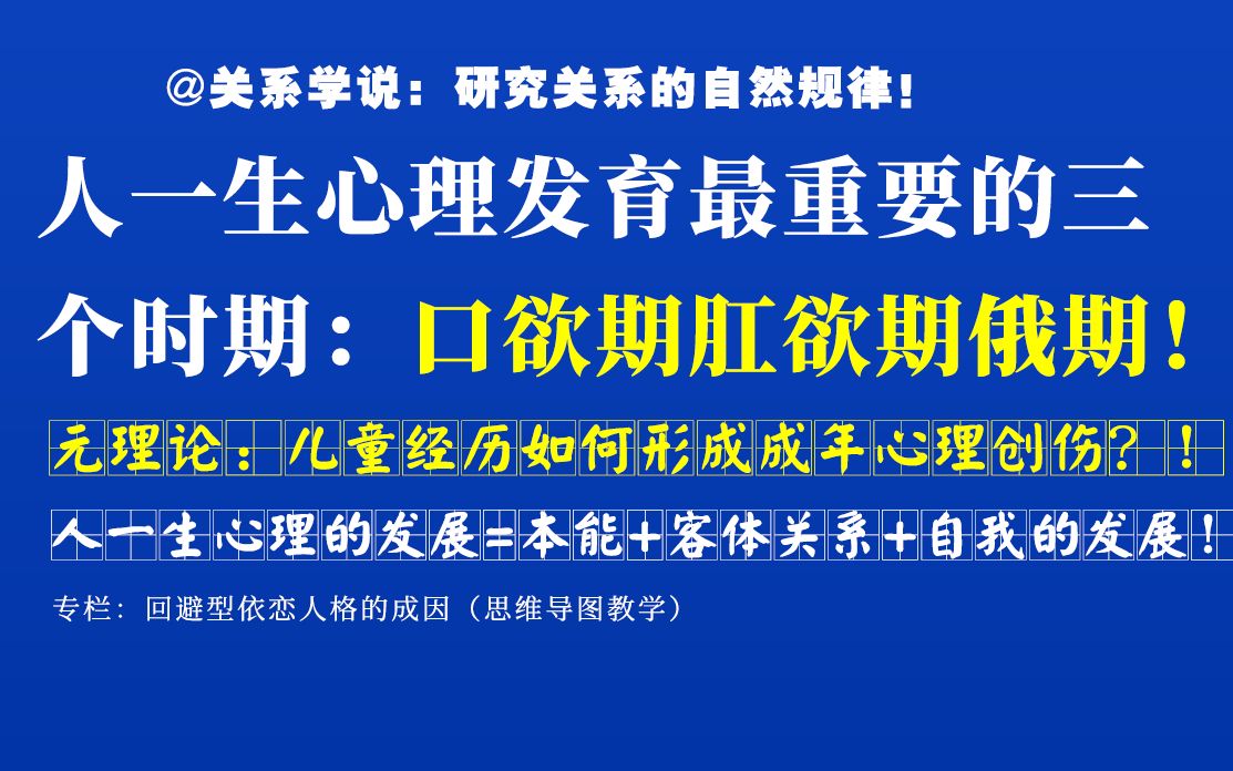 人一生心理发育最重要的三个时期:口欲期肛欲期俄期元理论!(儿童期经历如何形成成年后创伤?)哔哩哔哩bilibili