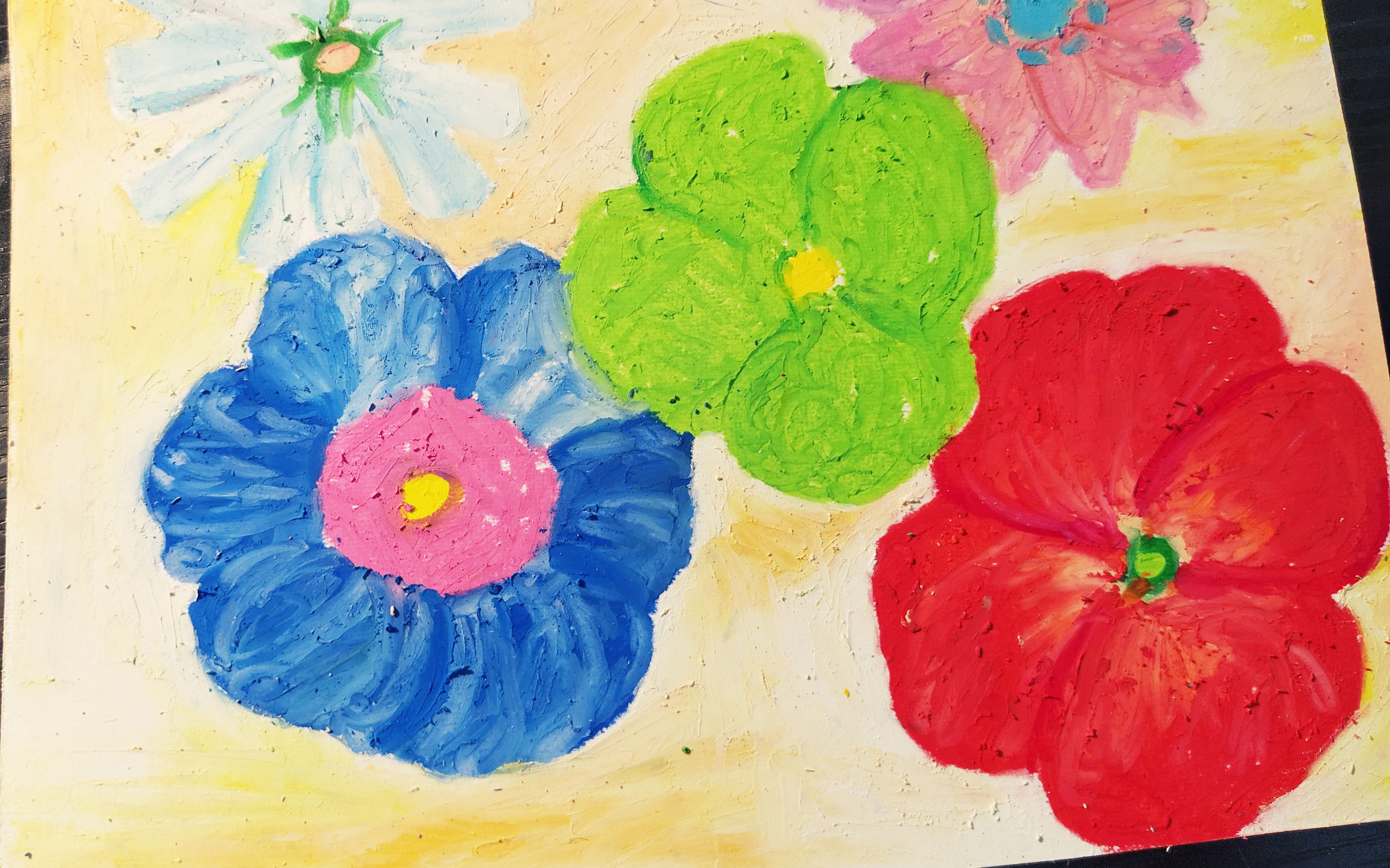 用油画棒速涂一幅「花开物语」.