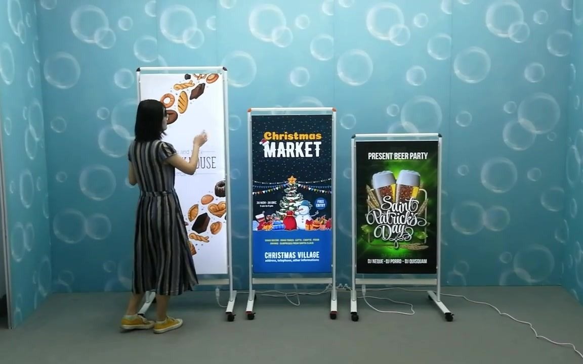 led侧光源双面卡布移动式灯箱spl01适用于店铺门口展会展厅