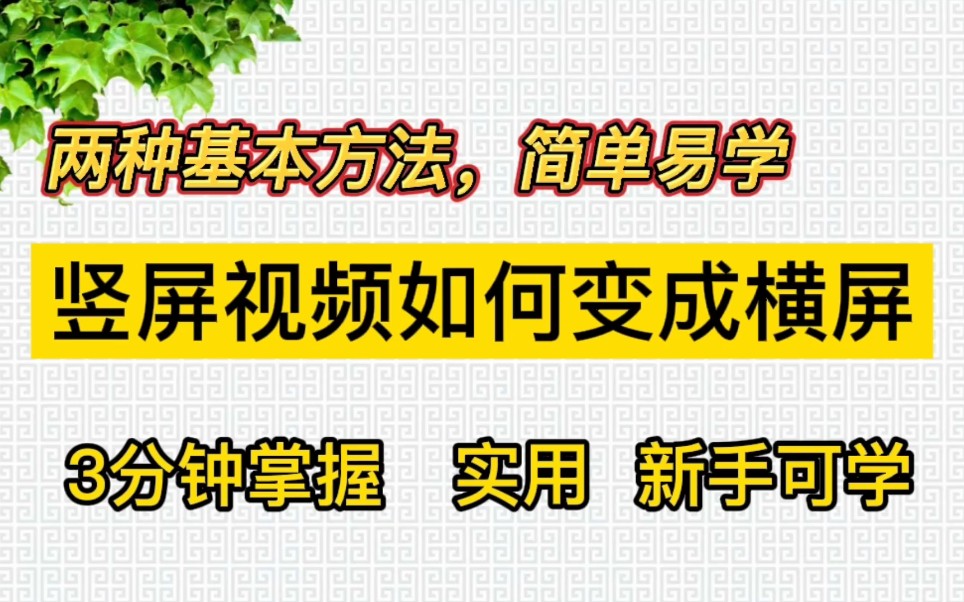 3分钟学会2种竖屏视频变成横屏的小技巧,简单实用,新手可学哔哩哔哩bilibili