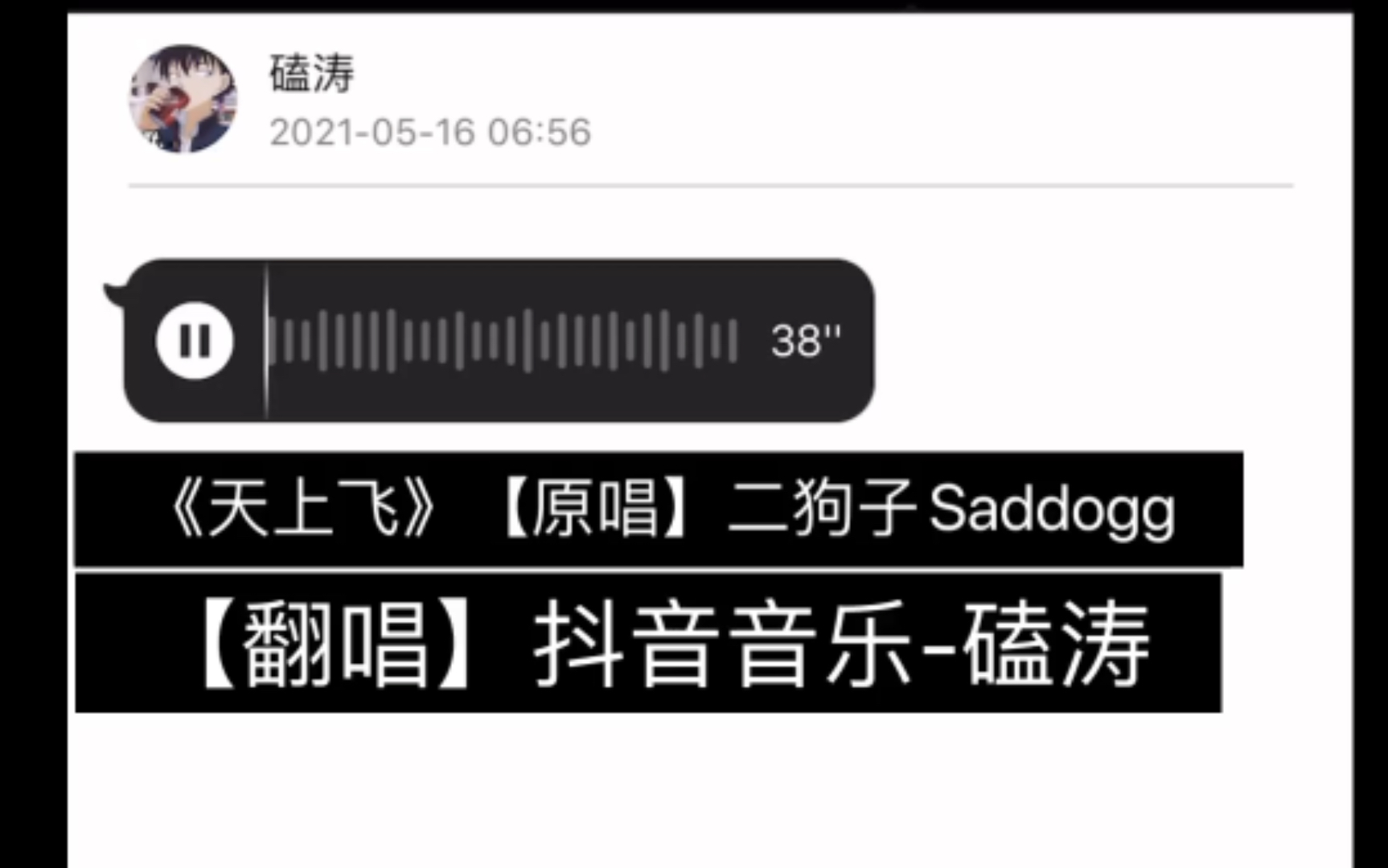 天上飞原唱二狗子saddoggy翻唱抖音音乐磕涛