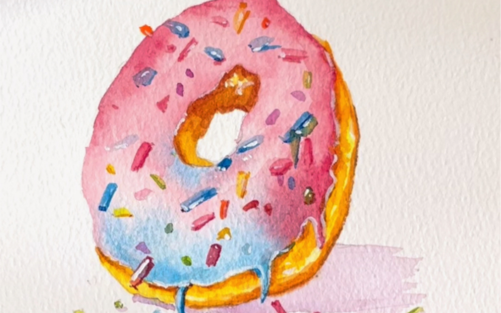 零基础画水彩|水彩入门|超级简单的甜甜圈