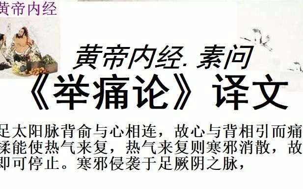 [图]中医学习黄帝内经素问《举痛论》译文黄帝问道：我听说善于谈论天道的，必能应验于人事；善于谈论历史的，必能应合于今事；善于谈论人事的，必能结合自己的情况。这样，才能