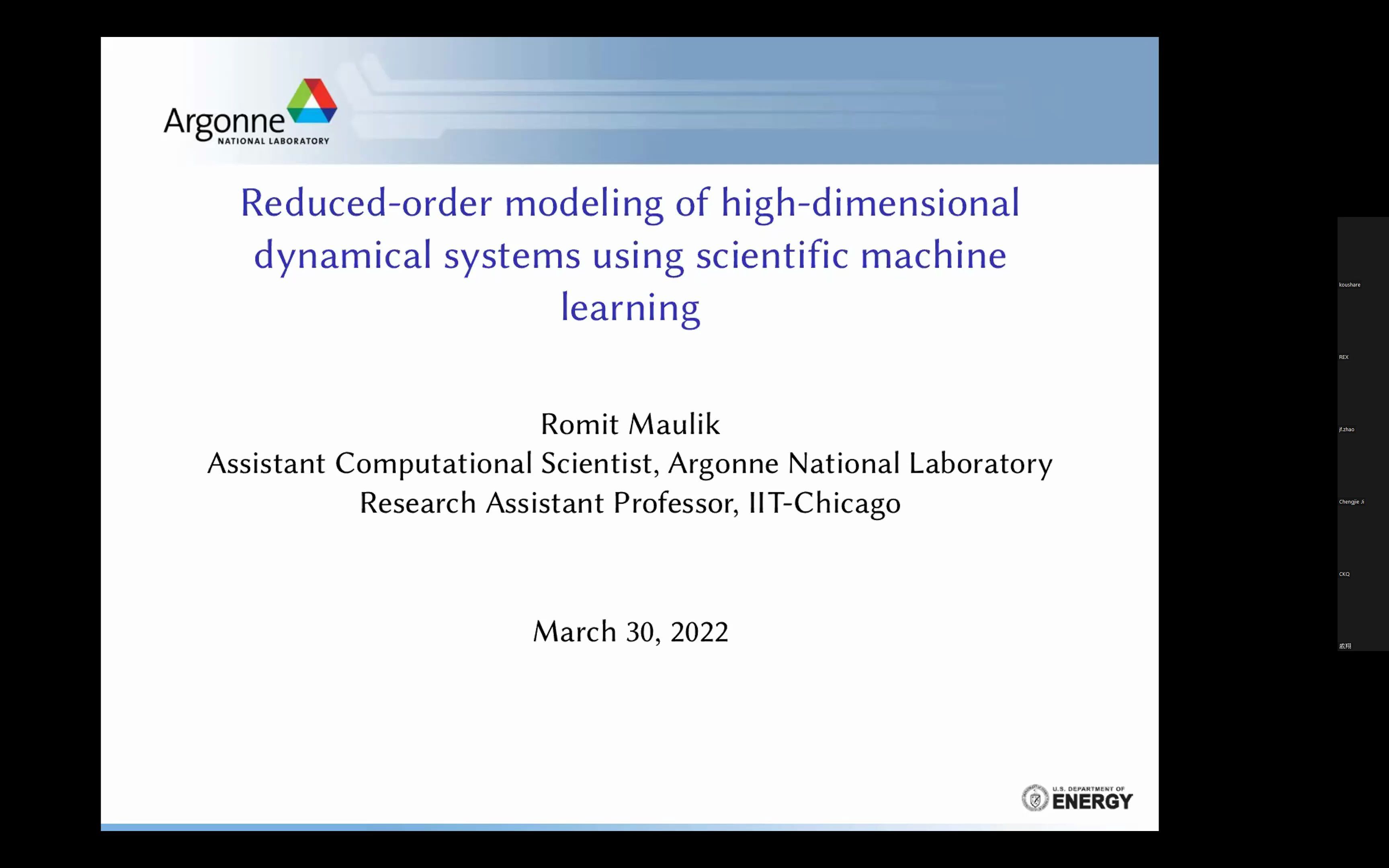 [图]22-03-30 Modeling of high-dimensional dynamical systems using scientific ML