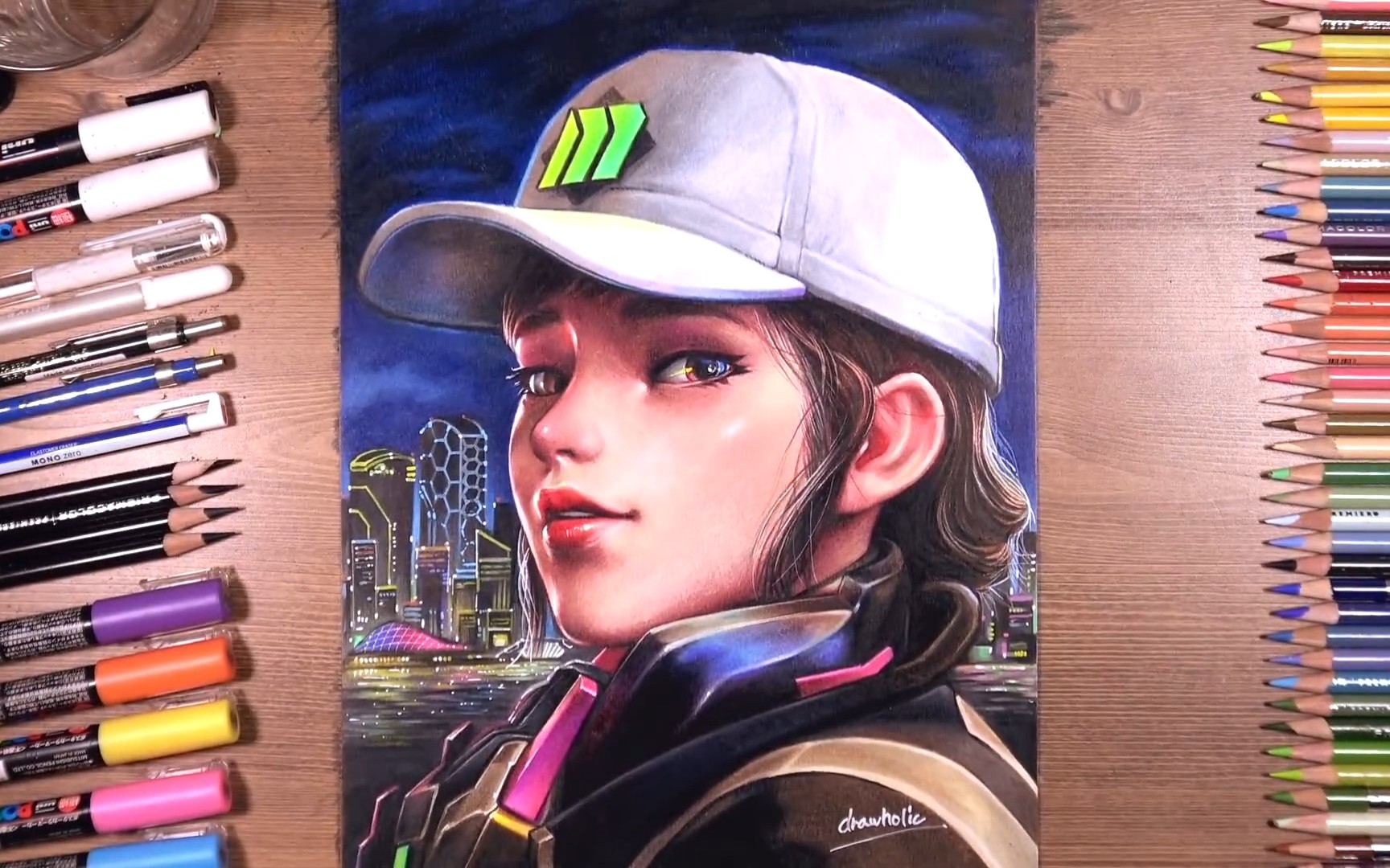 守望先锋手绘dva射击明星贝尔