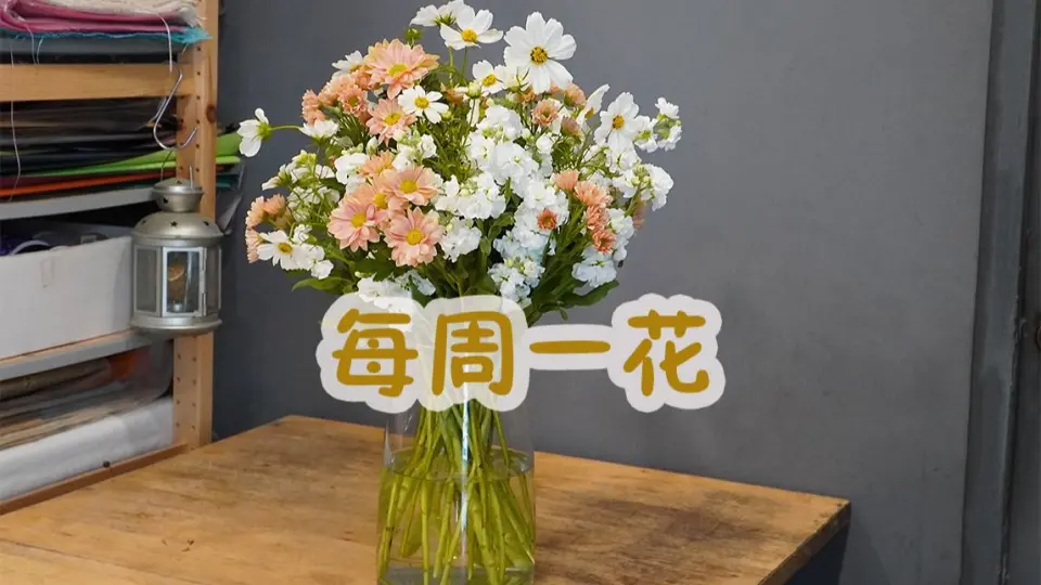 大叔说花】每周一花161/黄玫瑰水仙百合贝壳草/家庭生活居家花瓶插花_哔