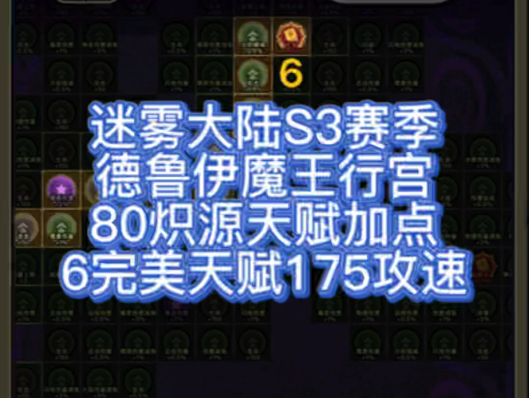 迷雾大陆S3赛季,魔王行宫德鲁伊,80炽源天赋加点手机游戏热门视频