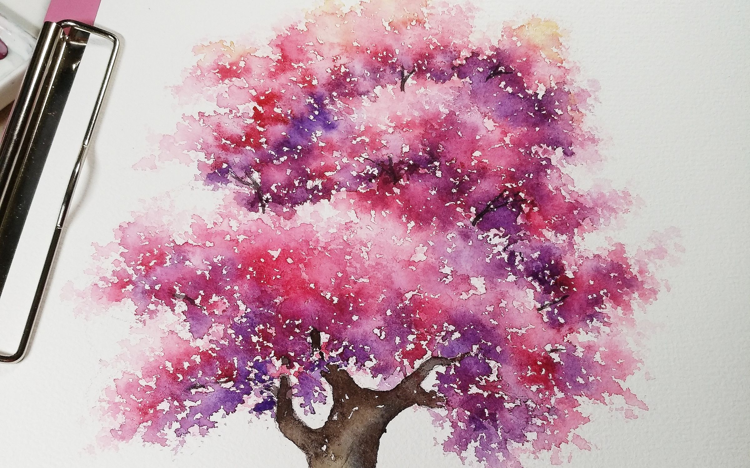 桃树怎么画水粉画图片