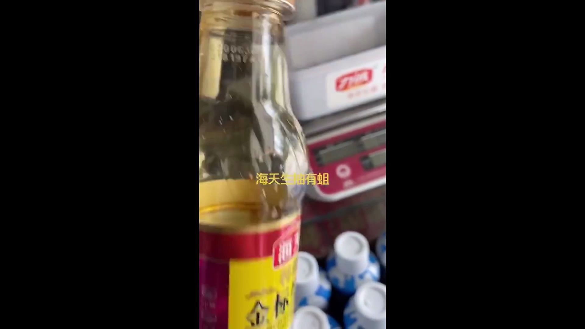 海天酱油内被曝有活蛆，表面漂浮着十几只白色的虫子