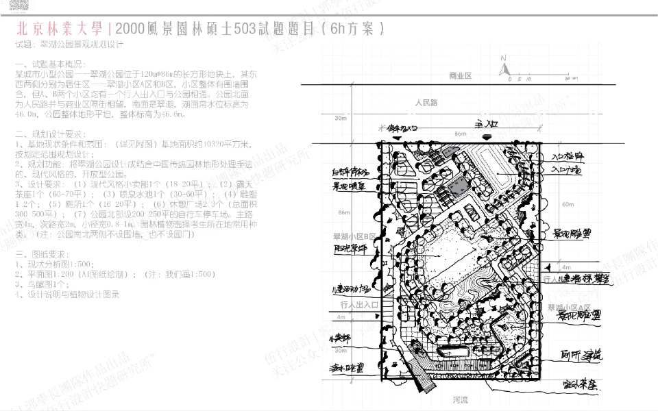 职业景观设计师的风景园林考研快题设计解题——北京林业大学2000年居住社区公园哔哩哔哩bilibili