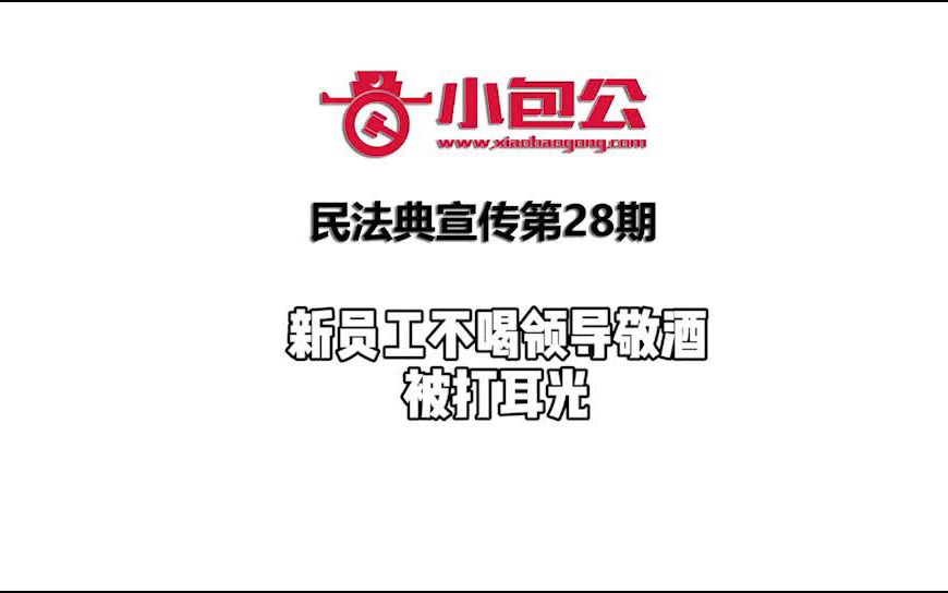 [图]新员工不喝领导敬酒被打耳光 — 小包公民法典宣传028期