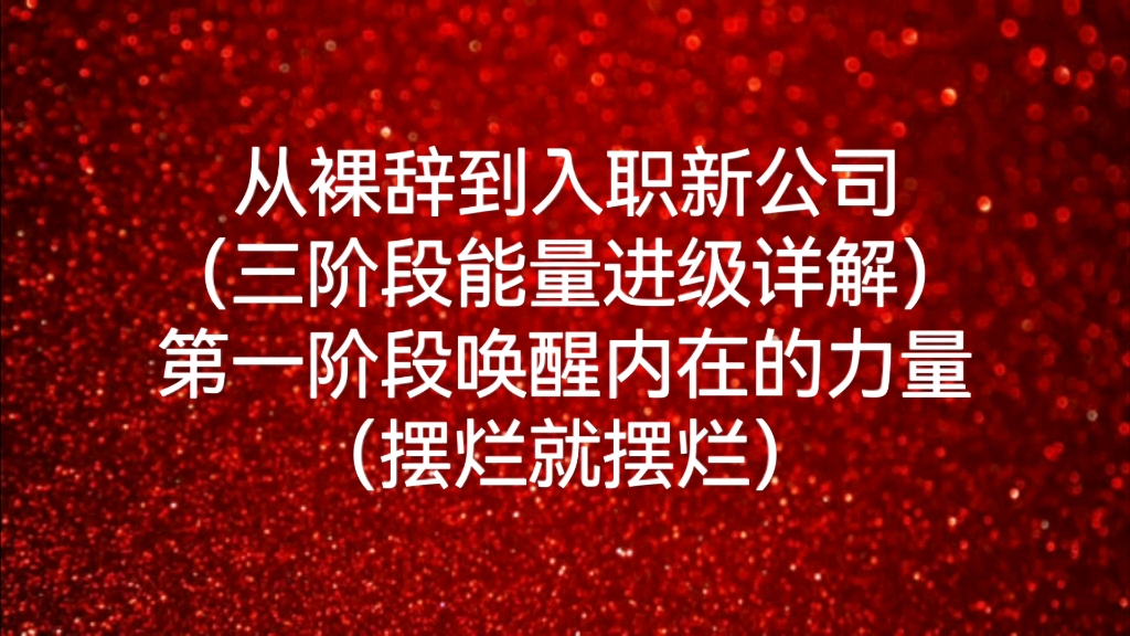 从裸辞到入职新公司(三阶段能量进级详解)第一阶段唤醒内在的力量(摆烂就摆烂)哔哩哔哩bilibili