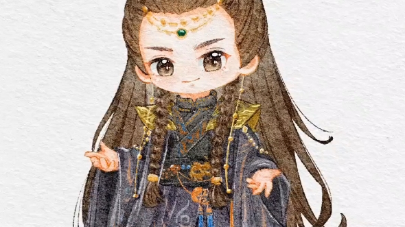 长月烬明澹台烬q版绘画过程