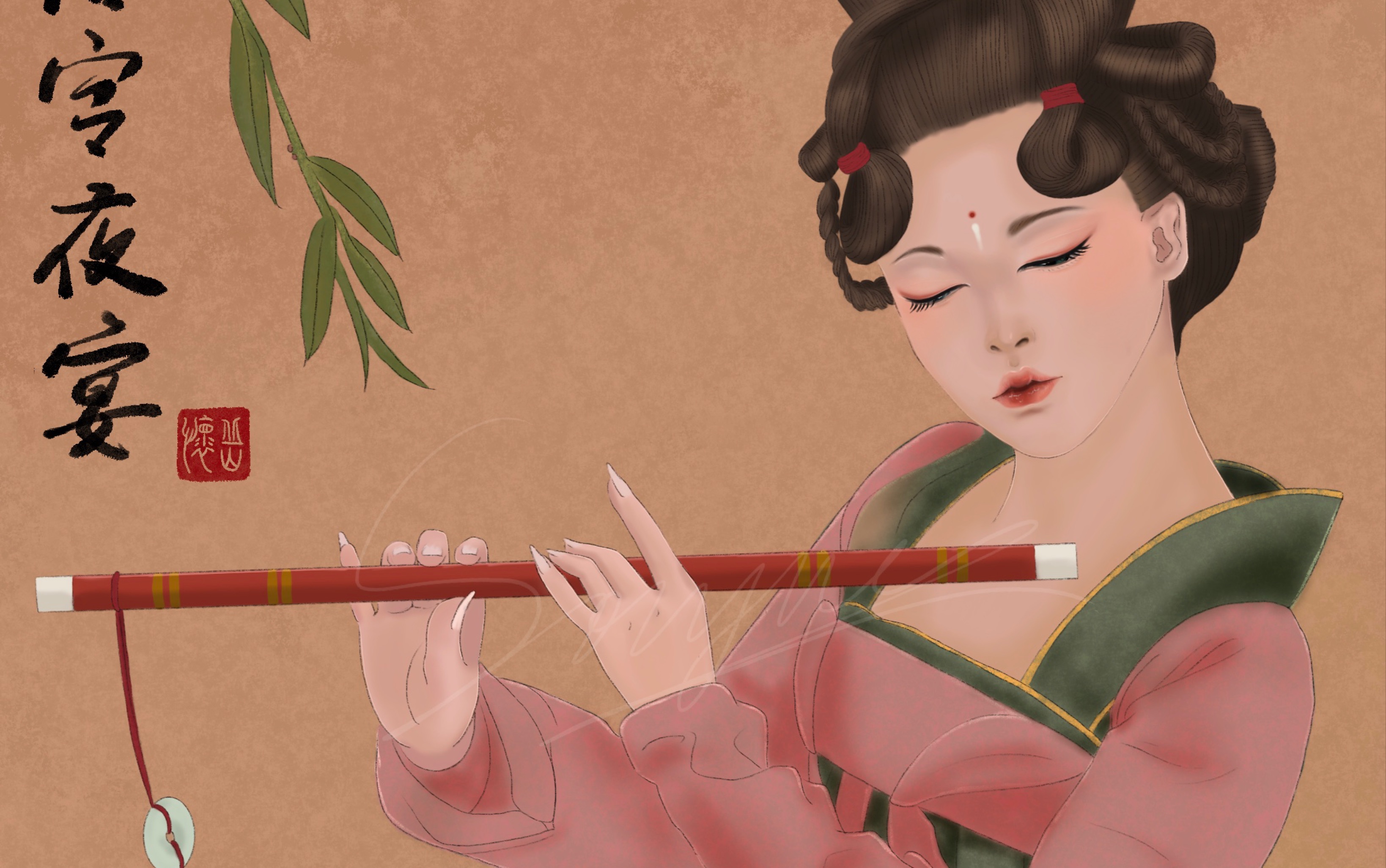唐宫夜宴仕女图绘画procreate手绘平板绘画过程