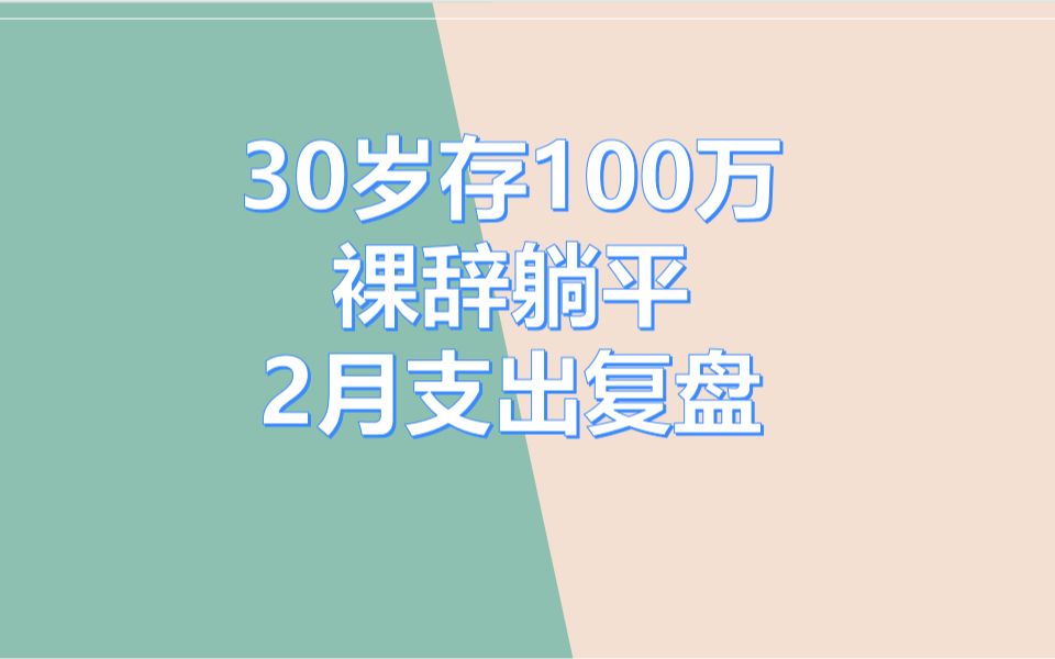 30岁硕士存100万 裸辞躺平 2月支出复盘哔哩哔哩bilibili