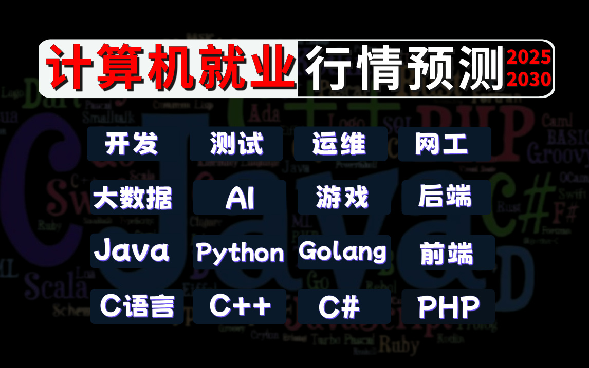 程序员就业(20252030年)行情预测:开发/Java/后端/大数据/AI/测试/运维/网工/前端/游戏/Python/Golang/C/C++【马士兵】哔哩哔哩bilibili
