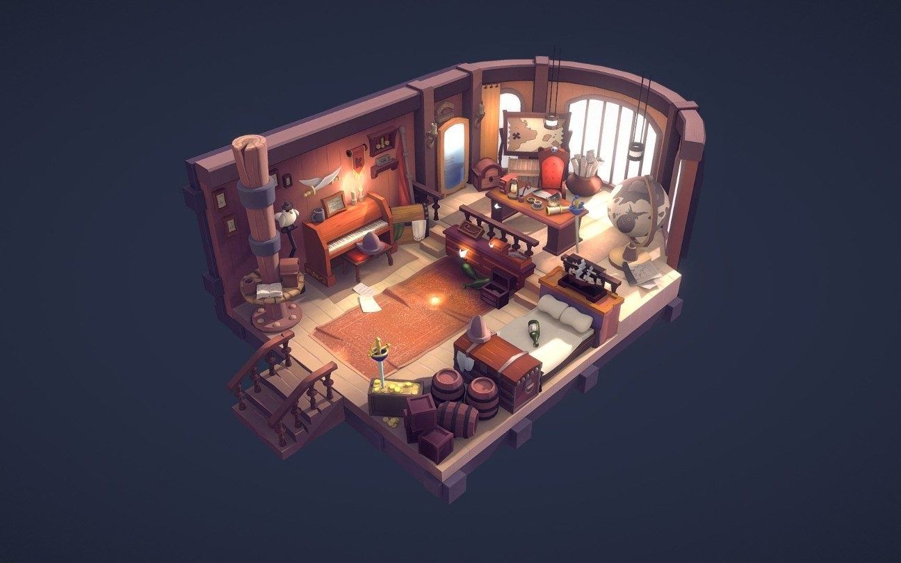 3dmax零基础次世代游戏场景建模室内建模教学3dmax建模场景案例