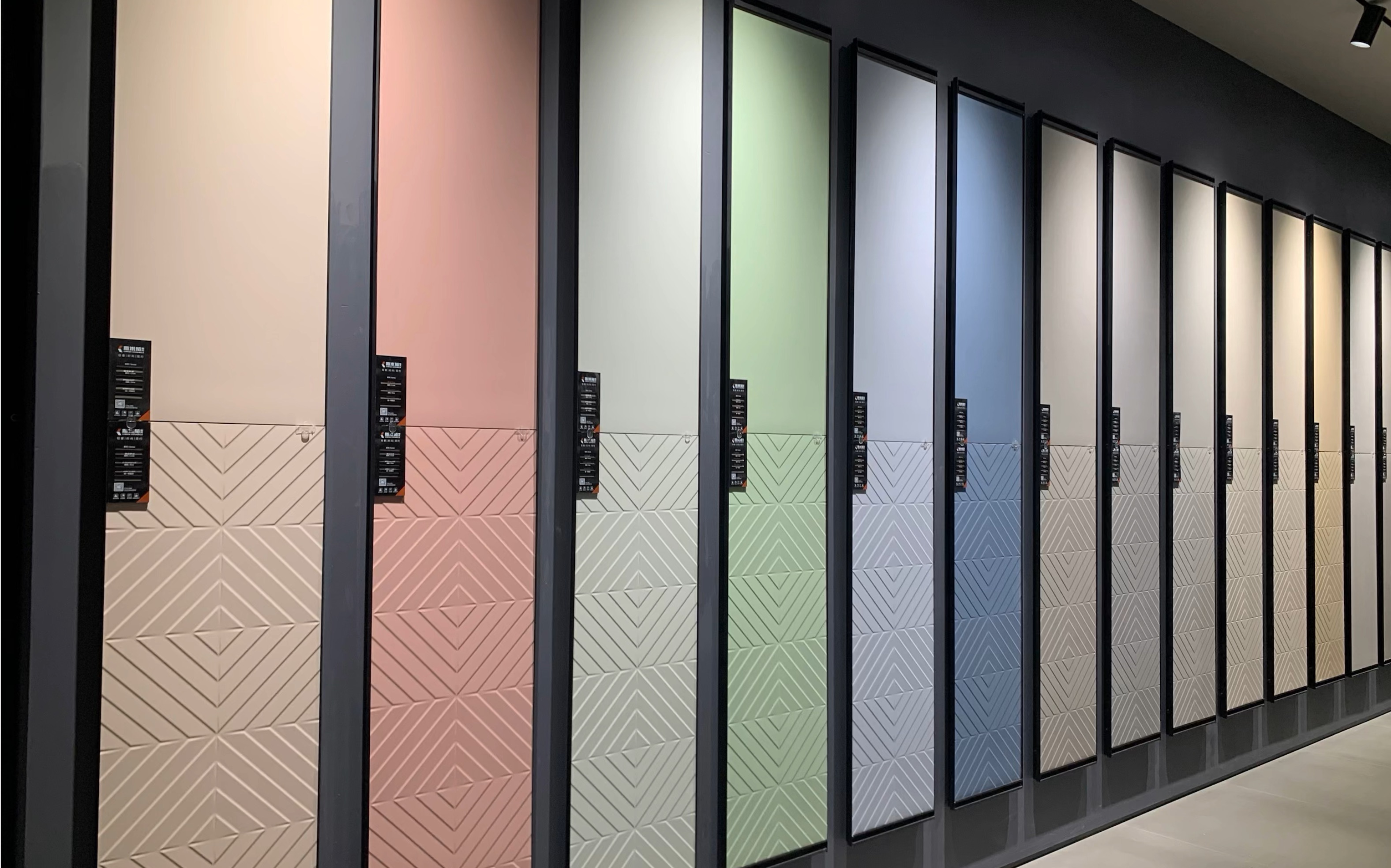 400×1200纯彩色马卡龙模具门护墙板波浪凹凸印花艺术瓷砖拉槽奶油