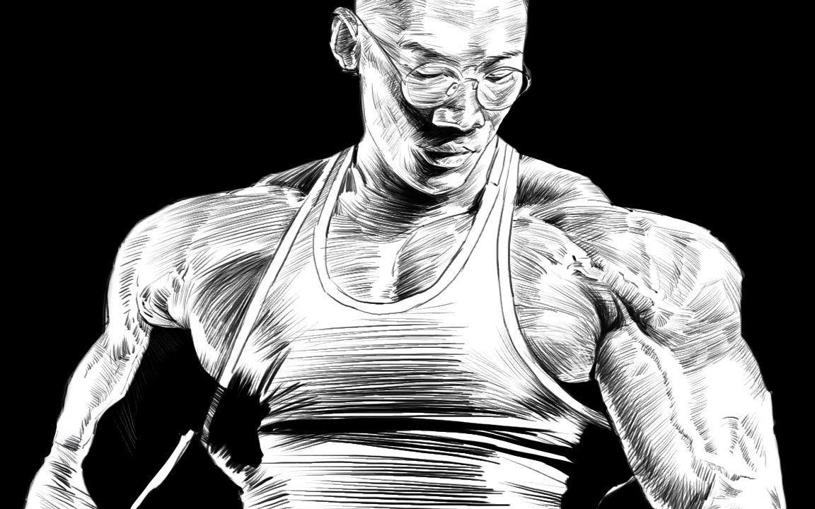 健美鹿晨辉,线条之美,黑白插画技法