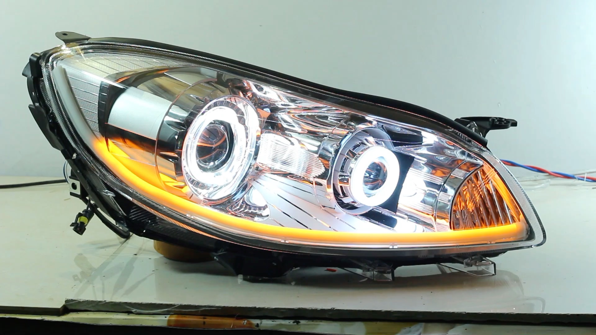 老款长城c50大灯总成改装led双光透镜天使眼日行灯流光