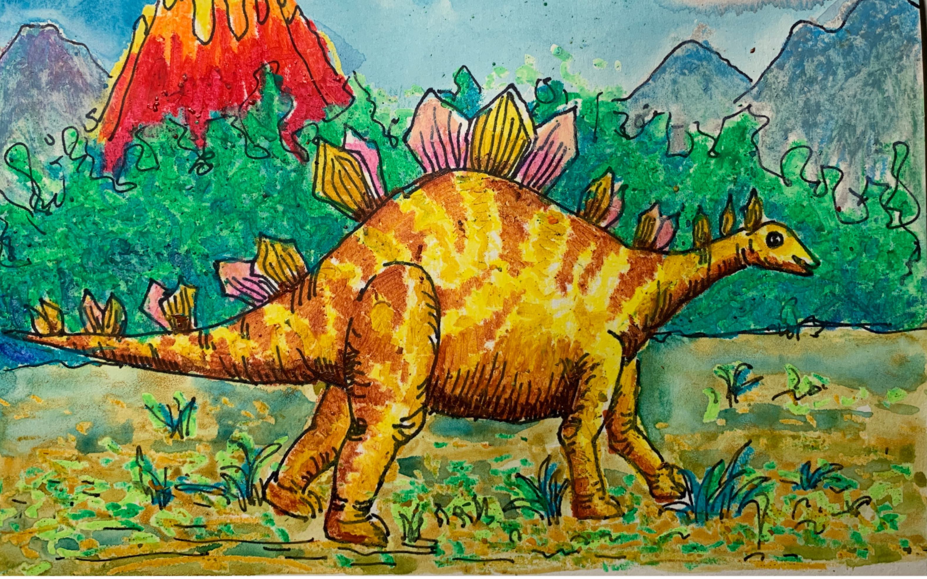 恐龙的世界儿童画逸凡少儿美术小鱼老师