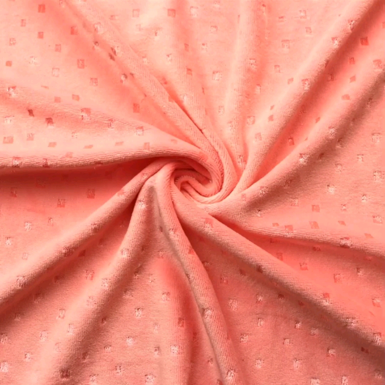 全涤提花天鹅绒针织纬编反包机提花仿棉绒布点子天鹅绒布服装面料