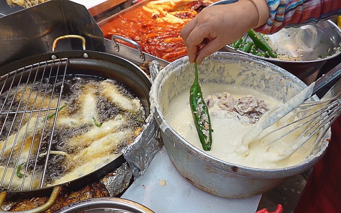 各种油炸,受欢迎的油炸食品店  韩国街头小吃, 韩国美食哔哩哔哩bilibili