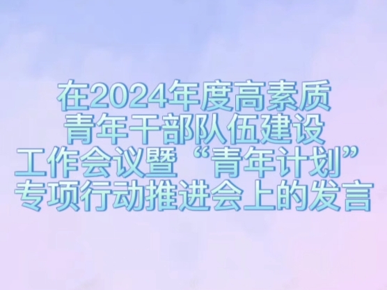 高素质青年干部队伍建设工作会议暨“青年计划”专项行动推进会上的的发言哔哩哔哩bilibili