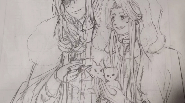 自己画的花花和怜怜