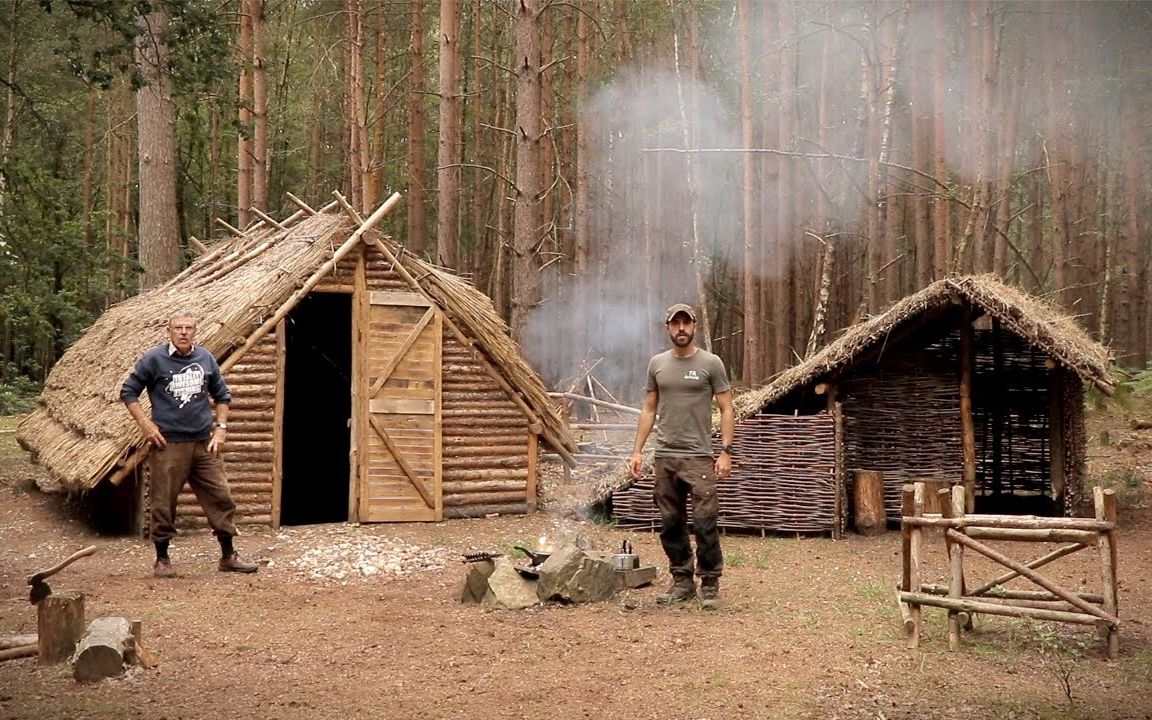 野外生存丛林捕鱼在撒克逊人营地的篝火上捕鱼做饭taoutdoors