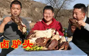 下载视频: 小伙中了体彩，豪气买下驴头整个卤着吃，地下驴肉果然名不虚传！