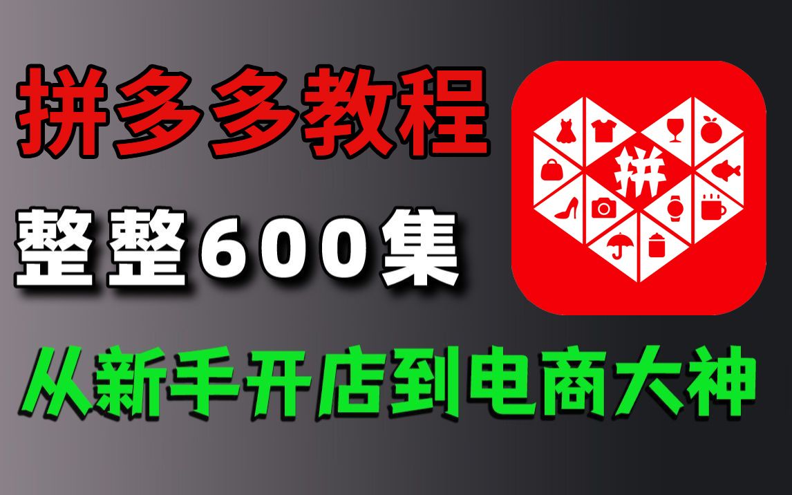 【完整版600集】B站最易懂的拼多多运营教程,从0基础到精通实操教程,电商运营全程干货无废话! 拼多多开店,每天只需10分钟!哔哩哔哩bilibili